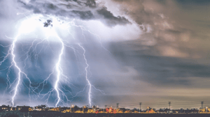 lightning storm in the distance